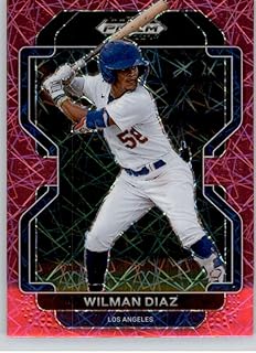 2022 Panini Prizm Draft Picks Prizms Neon Pink Velocity #139 Wilman Diaz RC Rookie Los Angeles Dodgers Baseball Trading Card
