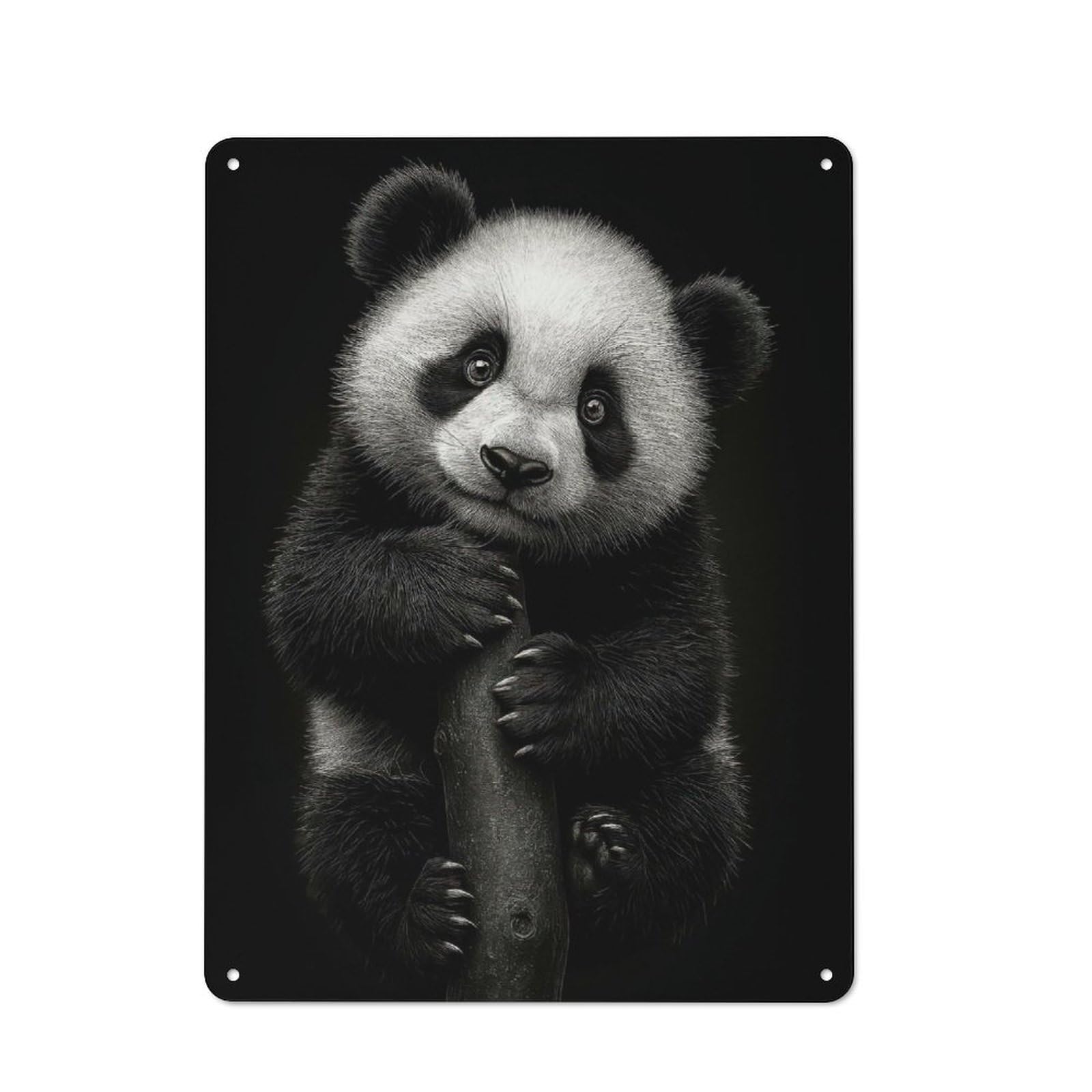 Junmoney Cute Panda Bear Portrait Retro Metal Sign 40X30cm For Hobby Room Or Studio, Autumn Wall Decor For Creative Interior Collectors