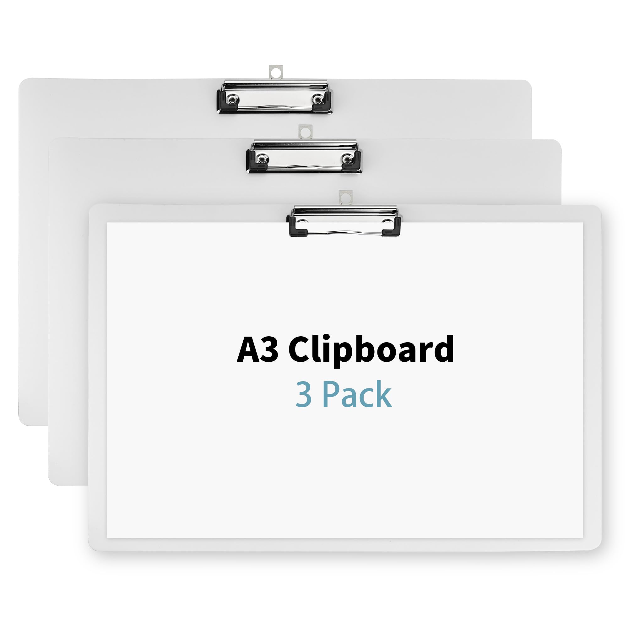 Aramanara 3 Pcs A3 Clipboards, Extra Large Landscape Clipboards with Metal Low Profile Clip