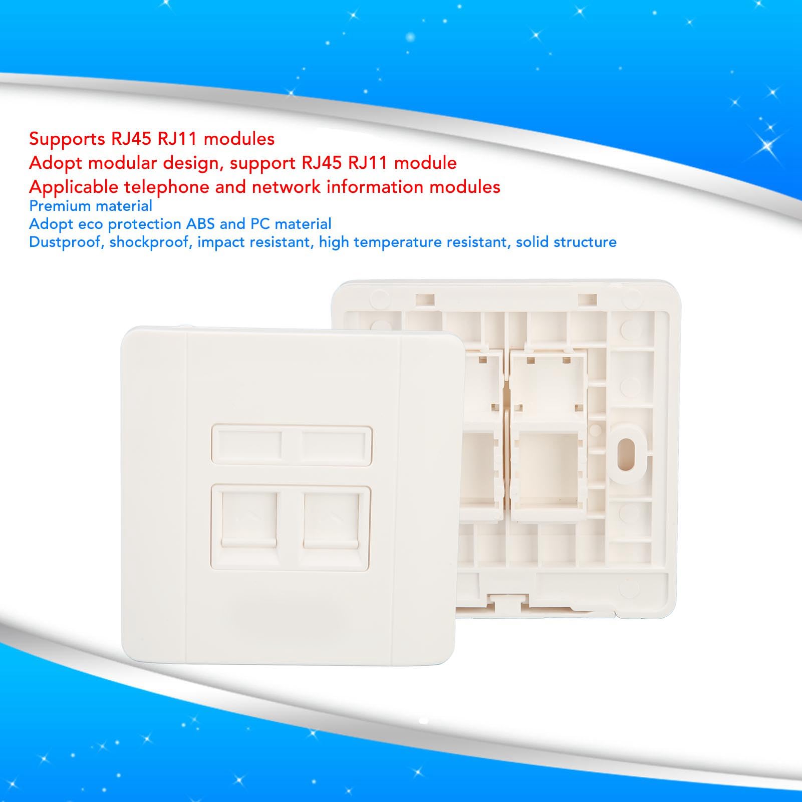 30pcs Ethernet Plaque Murale Double Ports RJ45 RJ11 Réseau Prise Murale pour le Câblage Connexion