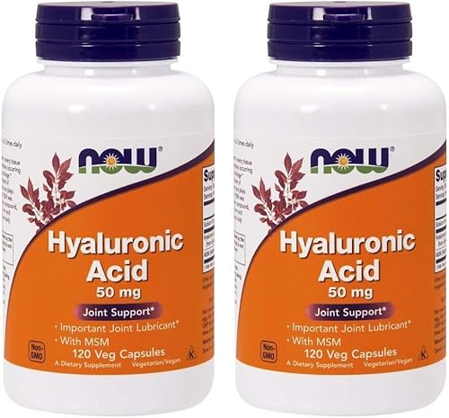 Now Foods Ácido hialurónico con MSN, 120 cápsulas (paquete de 2)