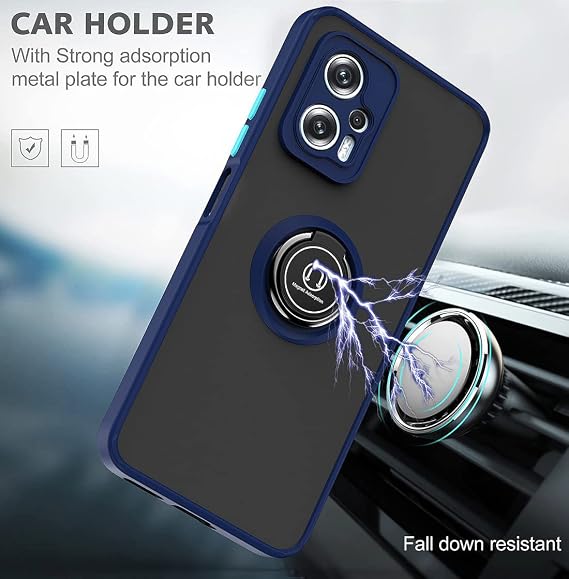 QUIETIP Case for Xiaomi Poco X4 GT,TPU + Hard PC Shockproof Magnetic Ring Car Mount Holder Bumper Cover with 2 Pack Tempered Glass Screen Protector,Black