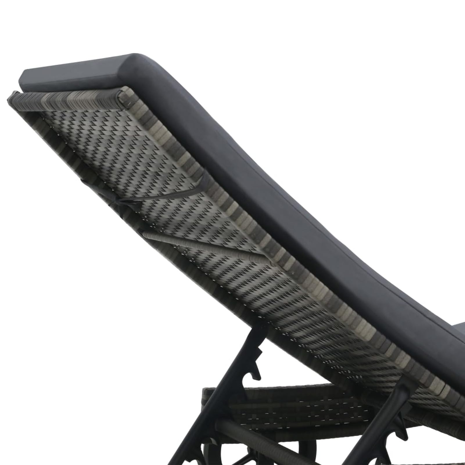 LAPOOH Sonnenliege mit Rollen und Auflage Poly Rattan Anthrazitgrau, Gartenliege, Liegestuhl, Sonnenstuhl, Sonneninsel Outdoor, Liegen, Gartenmöbel, Bäderliege, Relaxliege - 47753