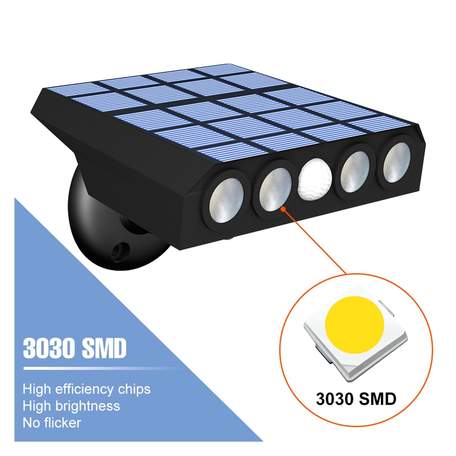 Solar Wandleuchte 30W, Bewegungsmelder mit 3 Modi, IP65 Wasserdicht, Reflektor für Garten & Terrasse, Kabellos, Kaltweiß, Einfache Montage, Langlebig