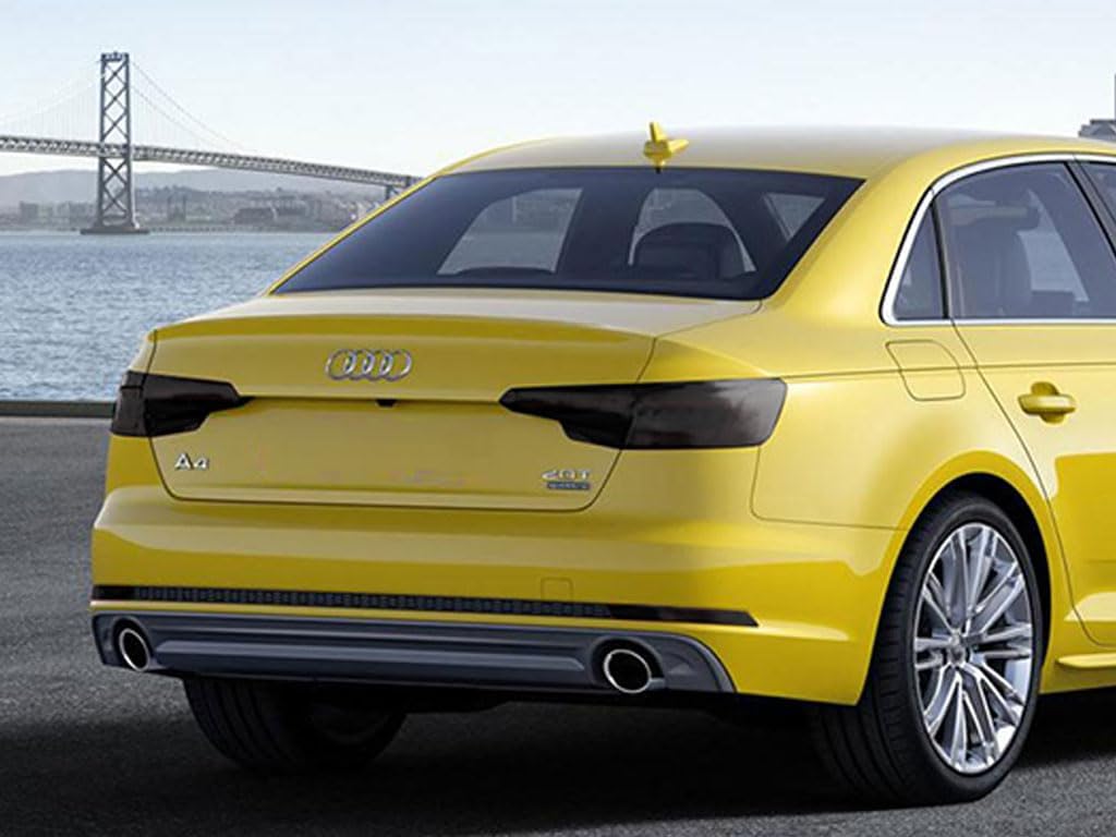 Rvinyl Tail Light Tint Covers Compatible with Audi A4 2013-2016 (Sedan) - Blackout Smoke