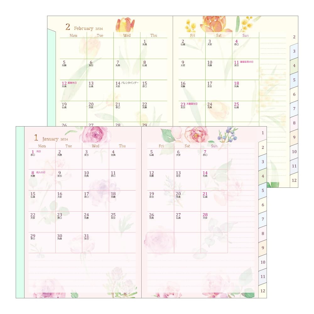 Midori Pocket Diary 22251006 Weekly Planner, 2024, A6, Clover