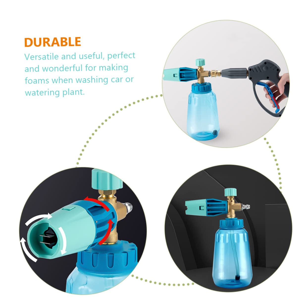 Pistola de Agua a Presión Multifunción para Lavado de Autos | Botella de 1l, Plástico, Caudal Ajustable, Uso en Riego de Plantas y Limpieza Exterior