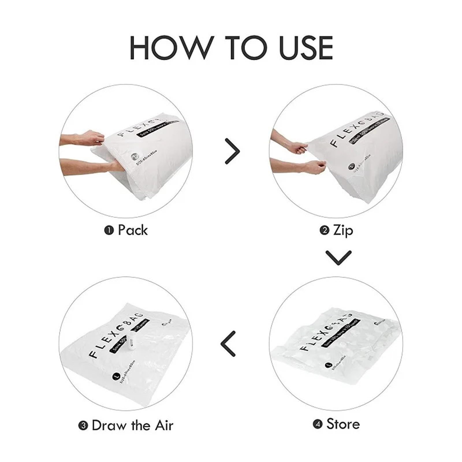 Packwürfel Kompression Ohne Max Pump/Tiny Pump wird der Kompressionsbeutel for Aufbewahren von Kleidung, Bettlaken, Kissen verwendet(4 pcs set M)