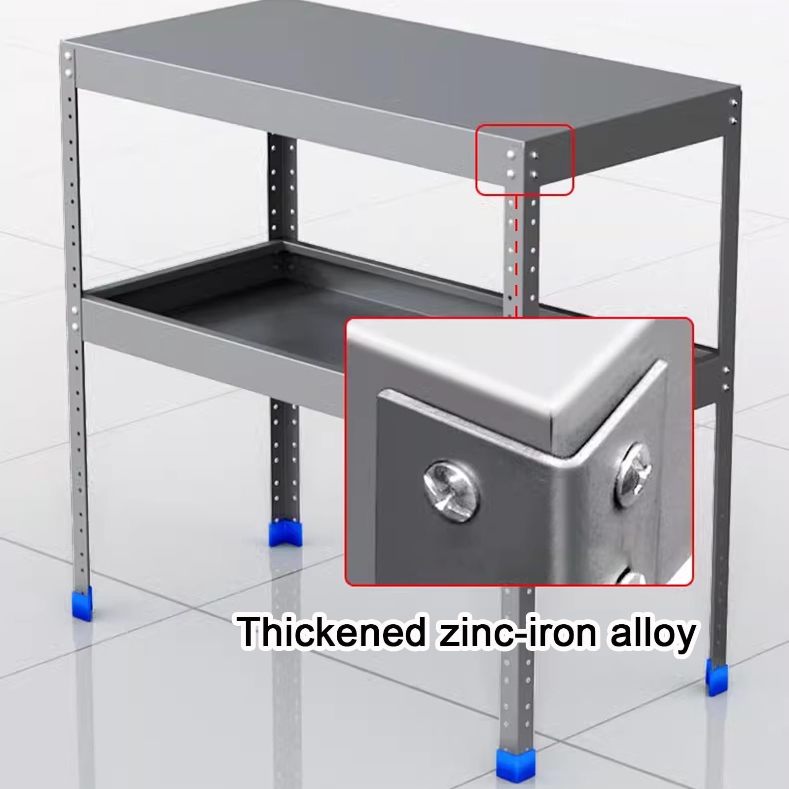 Mesa de trabajo de altura ajustable con estantes de almacenamiento, marco de aleación de zinc y hierro, banco de trabajo de carga fuerte para garaje, taller, oficina, uso comercial