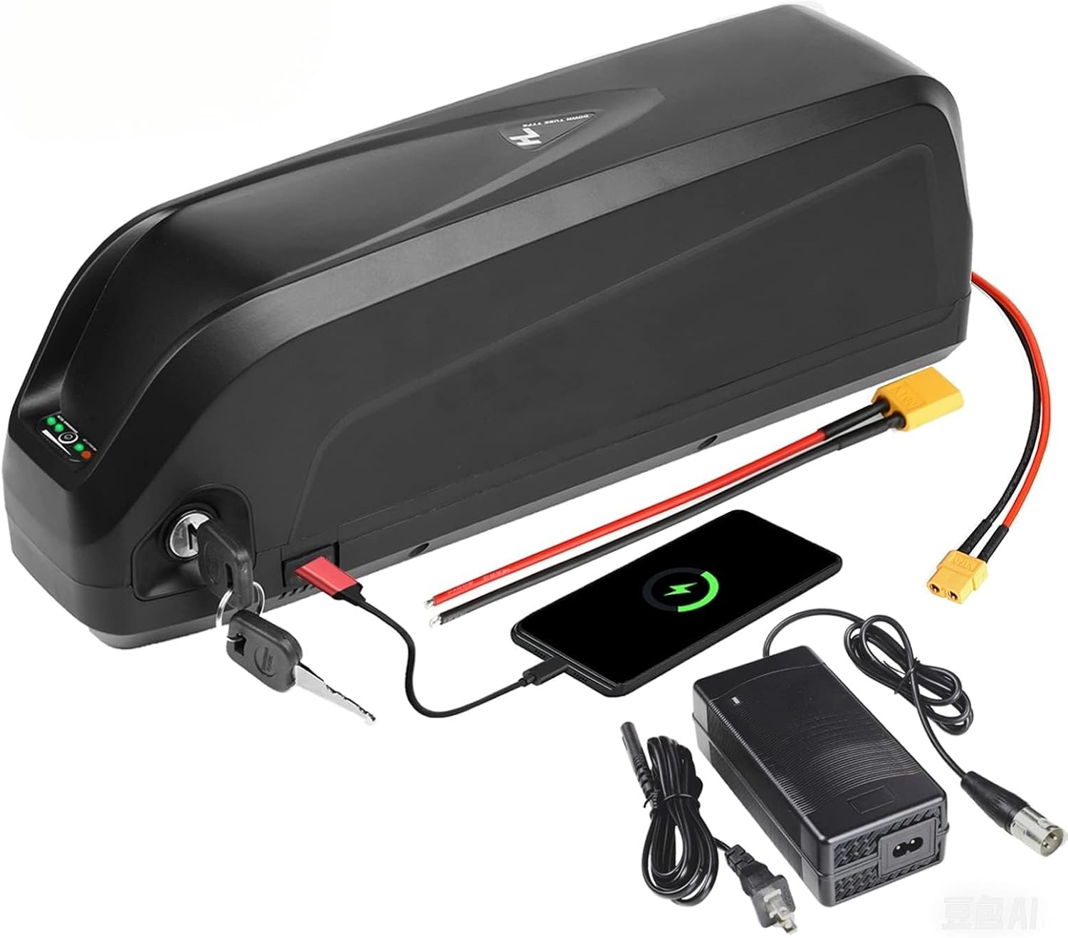 Ebike Battery 52v 20Ah for Electric Bike/Bicycle Motor Kit, 52 Volt Lithium Battery for 200W-1800W Motor with 58.8V 2A Charger 30Amp BMS USB Charge Port and Lock(52V 20ah)