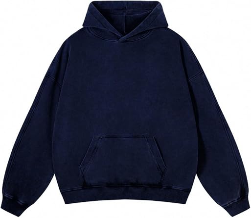 Adenorah Mens Oversized Hoodies Pullover Women Fall Acid Wash Plain Preppy Hoodie Streetwear Cotton Vintage Hooded Sweatshirt