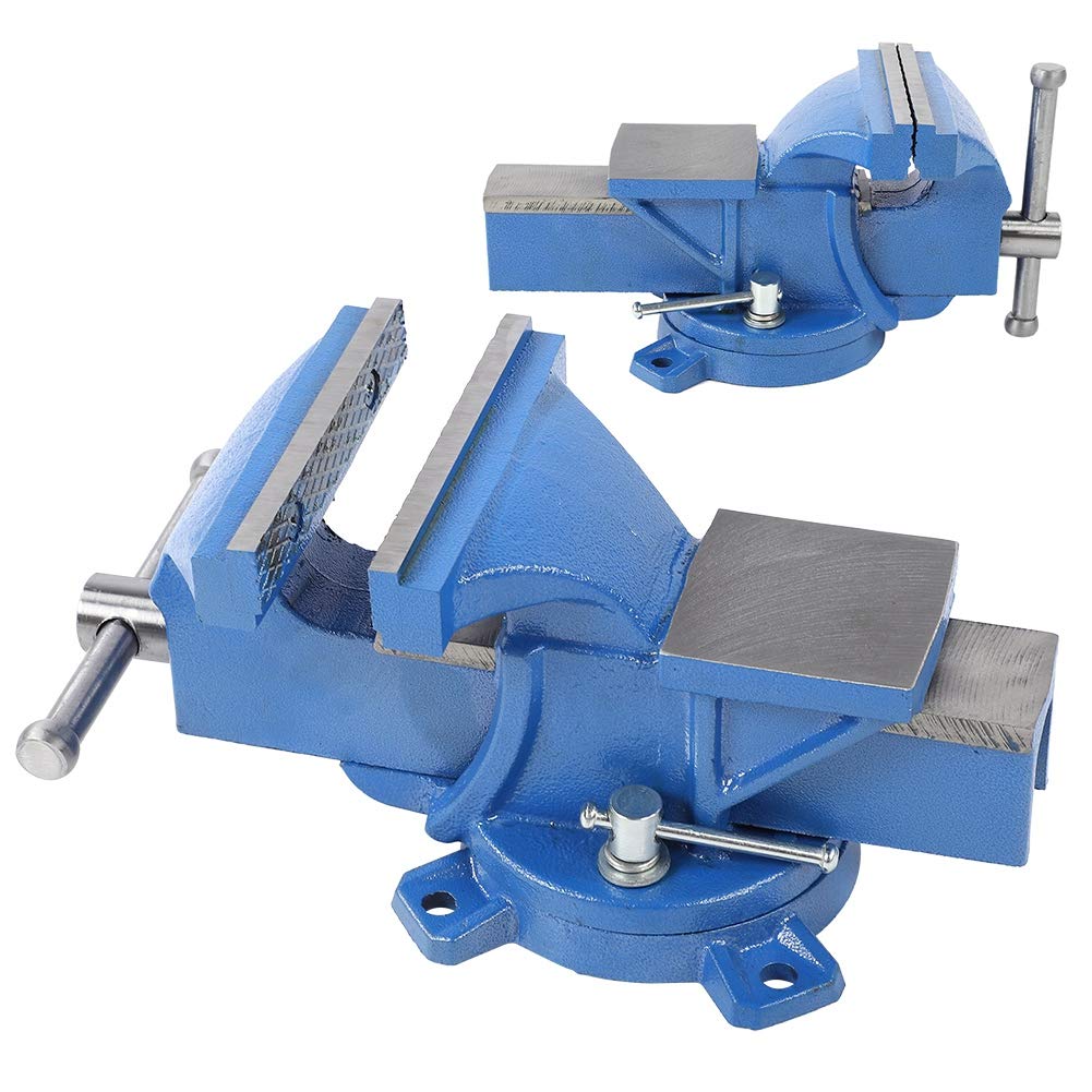 Cocoarm Tornillo de Banco de Hierro Fundido Resistente de 5.0 in con Base Giratoria de Bloqueo de 360 ​​grados y Mandíbulas de Acero de Alto Carbono para Sujeción de Mesa, Taller, Reparación de