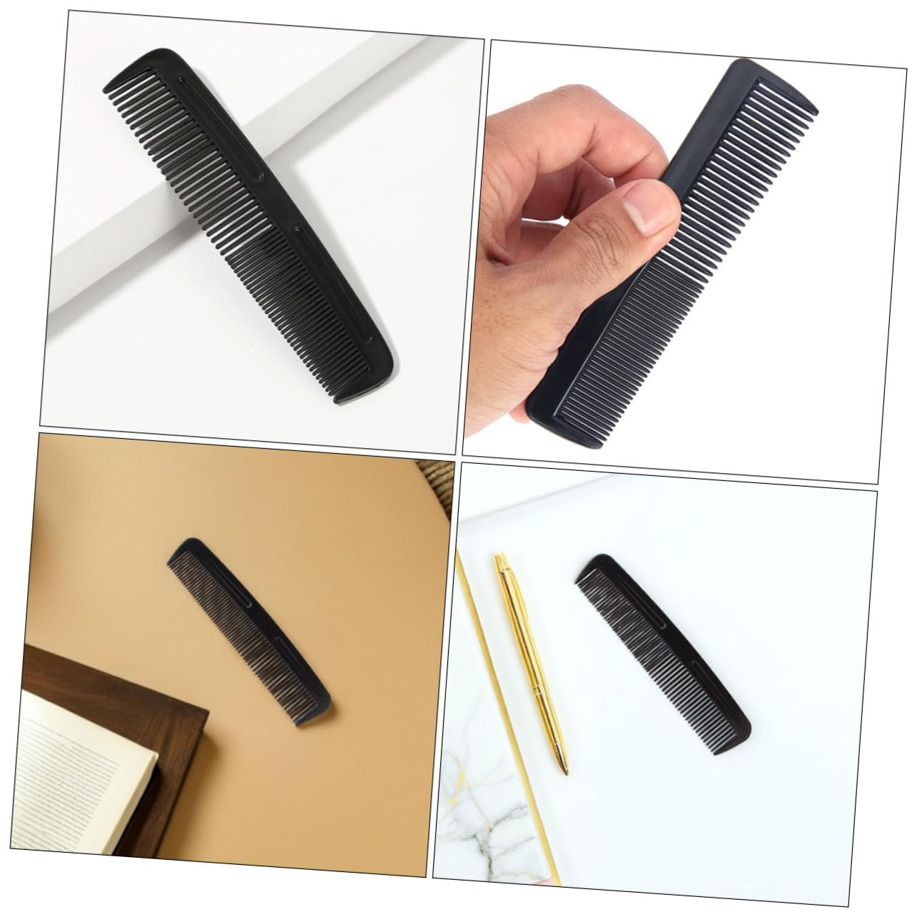 PACKOVE Peine de Peluquería de Doble Diente, 200 Piezas, Plástico Negro, para Hombres y Mujeres, Uso en Peinado y Cuidado del Bigote