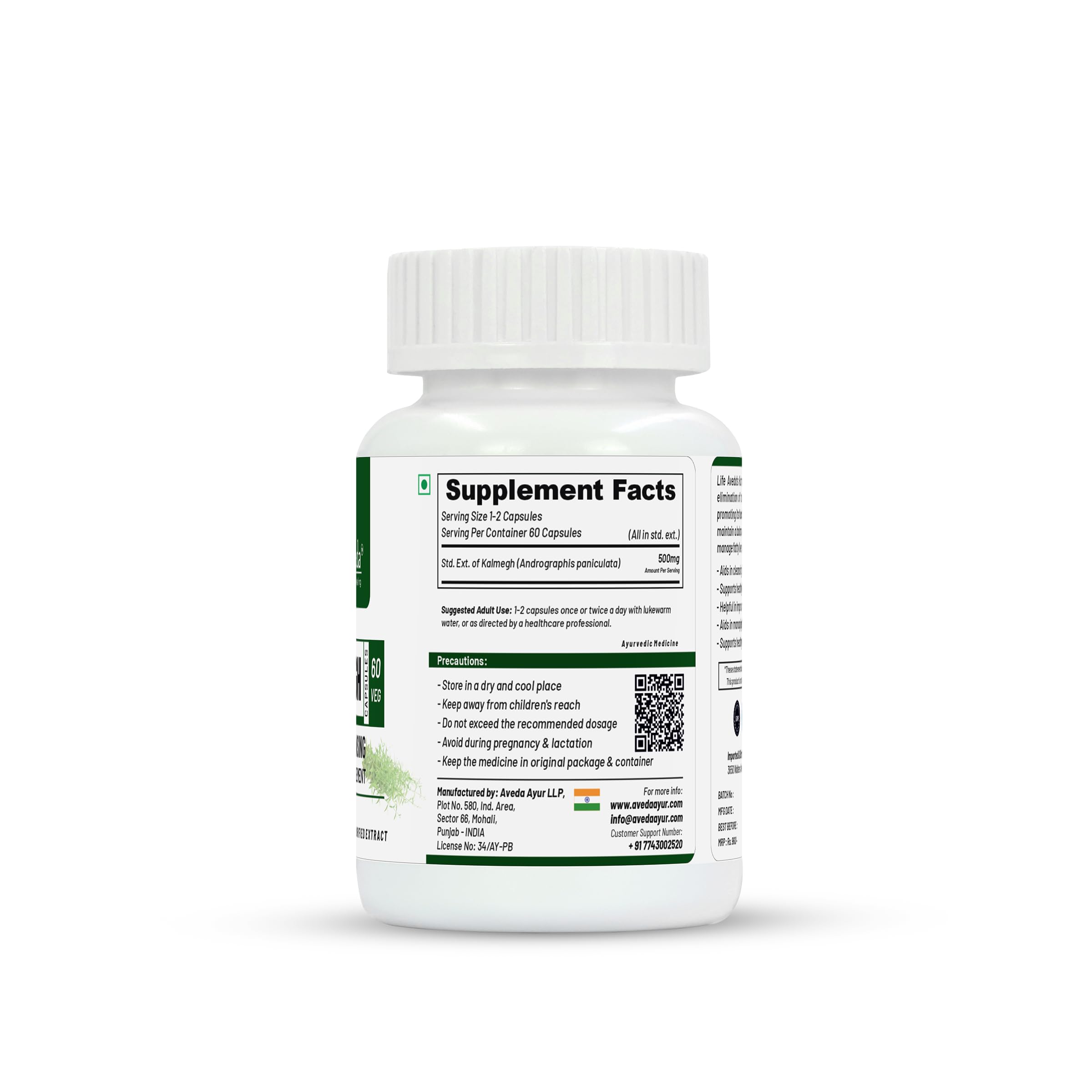 Life Aveda Kalmegh Capsules | Ayurvedic Liver Detox & Digestive Support | Helps Promotes Healthy Metabolism & Liver Function | 500mg - 60 Veg Cap 1
