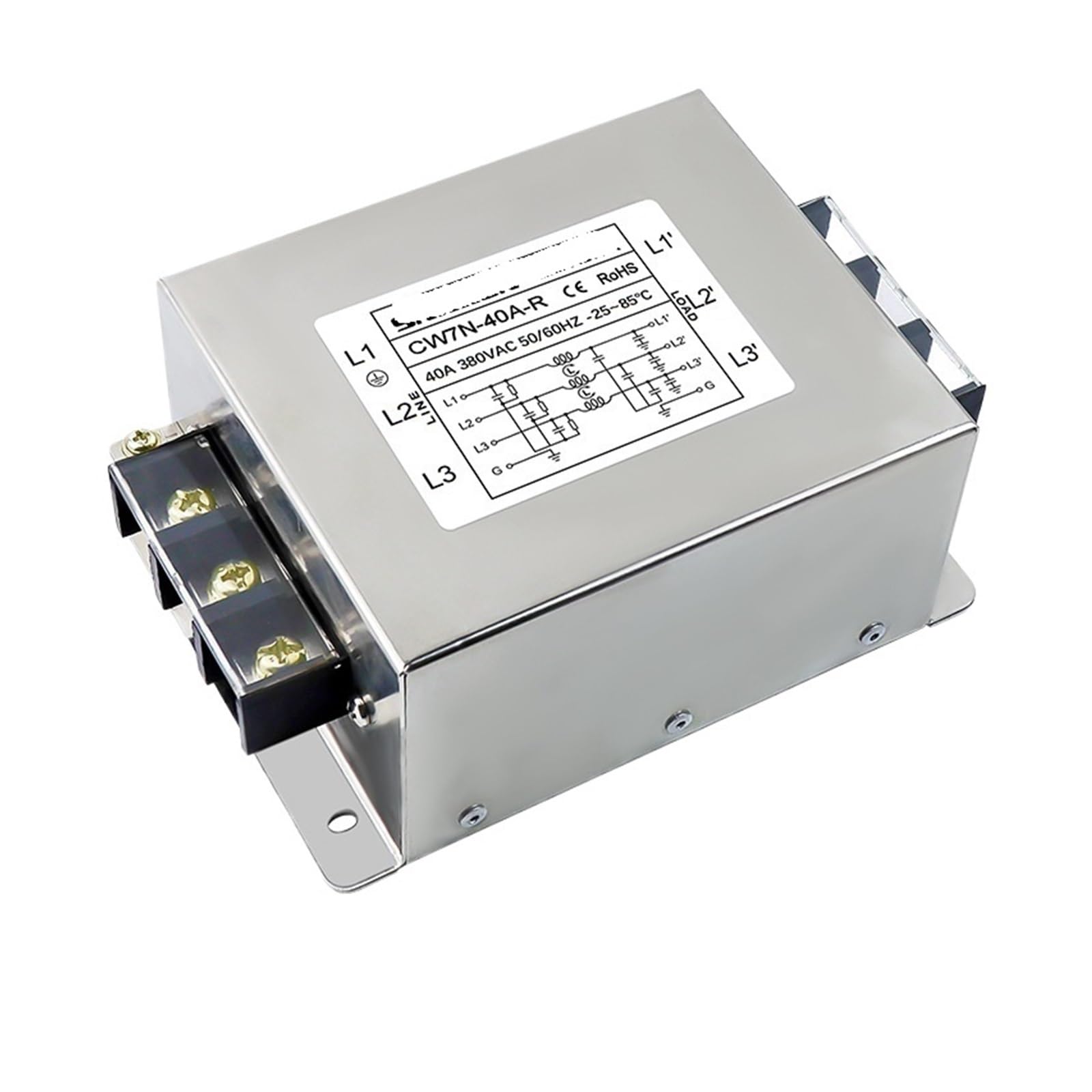 YTMJPQQJI CW7N-30A40A50A60A-R Power Filter Inverter Three-Phase Three-Wire 380V Terminal Block Anti-Interference(CW7N-40A-R)