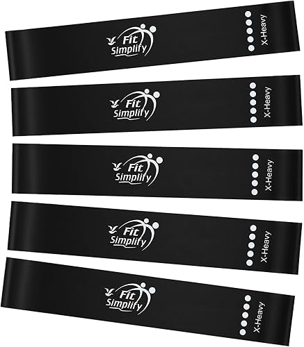 Fit Simplify Bandas de ejercicios de resistencia con guía de instrucciones y bolsa de transporte, juego de 5