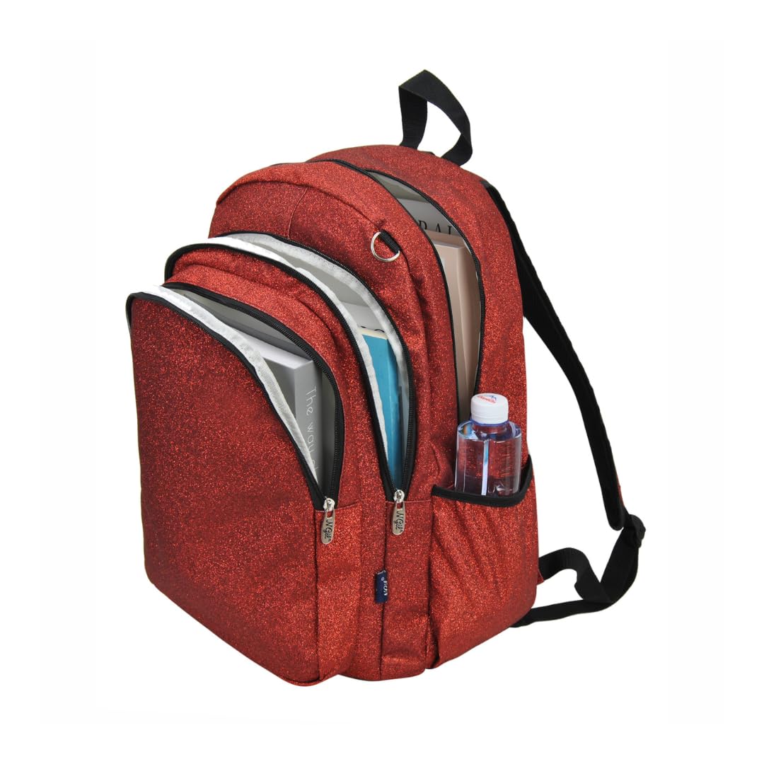 NGIL Glitter Performance Large Canvas Sports Backpack, Dance Backpack, Gymnastics, Cheerleader Essential Backpacks (Glitter-Red)