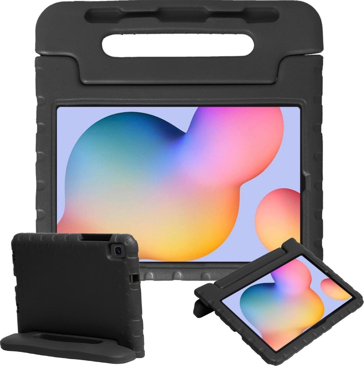 BTH - Kinderhülle für Samsung Galaxy Tab S6 Lite - Stoßfest mit Leichtgewicht Griff Schwarz