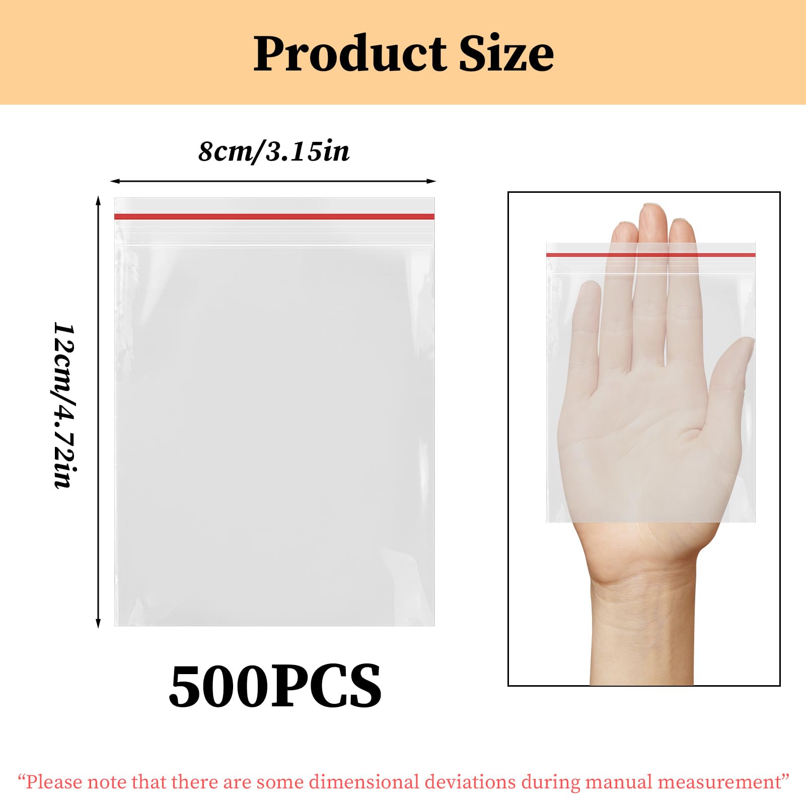 500 Bustine Trasparenti Richiudibili 8x12 Cm - Sacchetti Con Zip Per Alimenti - Foto 3