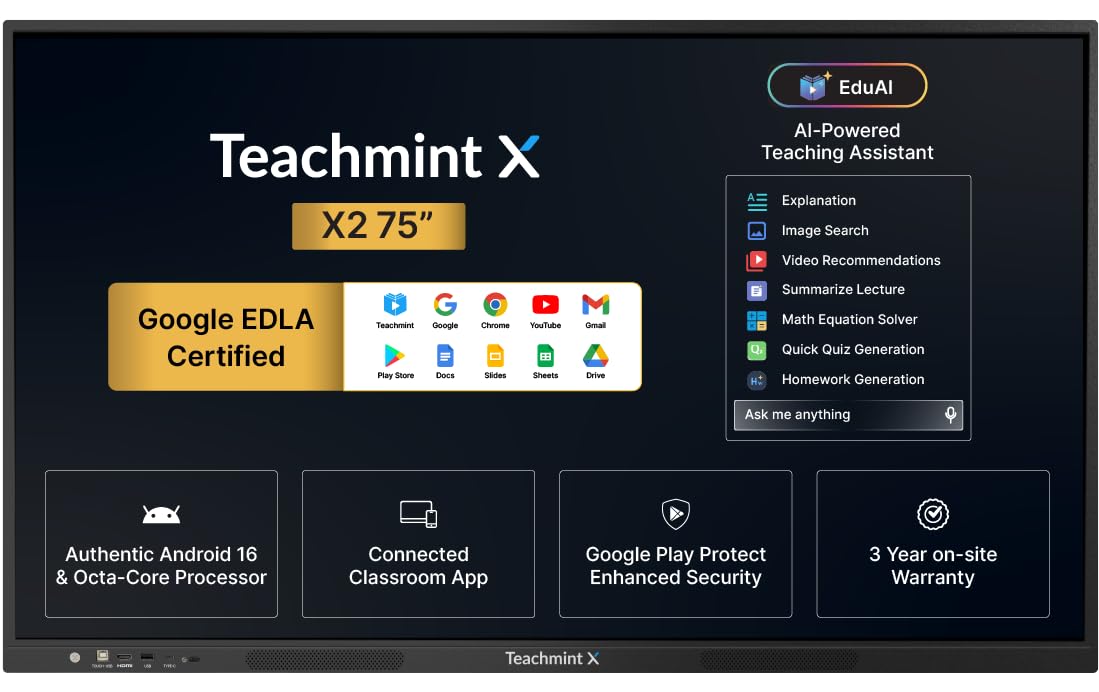 X Interactive Flat Panel with Inbuilt CPU for Teaching 75 Inch (1.9m) | Google EDLA | X2 75 Star Interactive Whiteboard Android 14 | 8GB, 128 GB| Inbuilt Camera & mic, Octa-Core-image-44