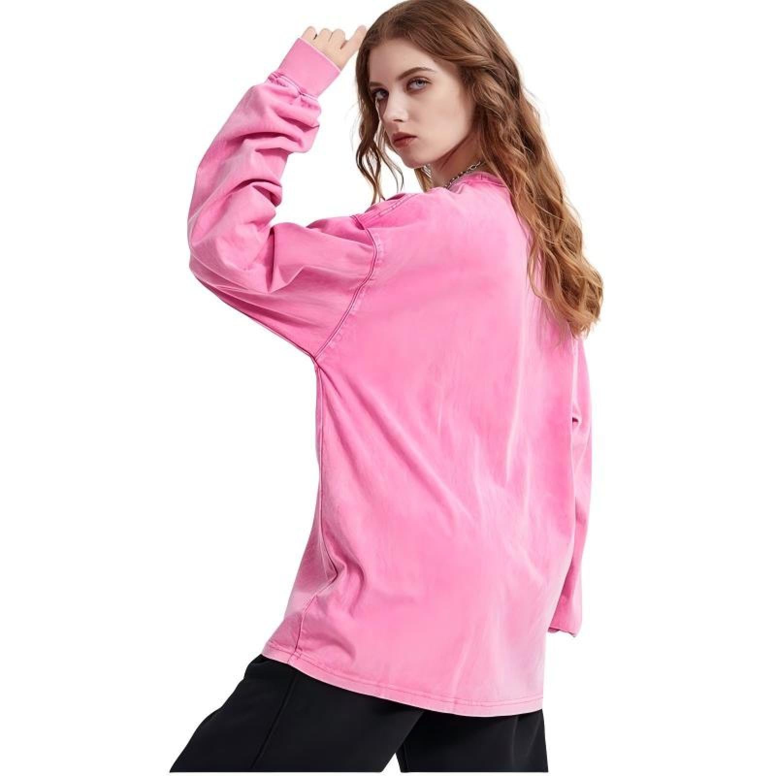 Abbigliamento da Uomo | T-Shirt A Maniche Lunghe Lavata Vintage Pesante 310GChild Maglietta Basic da Uomo in Tinta Unita Lavata E vestibilità Ampia.