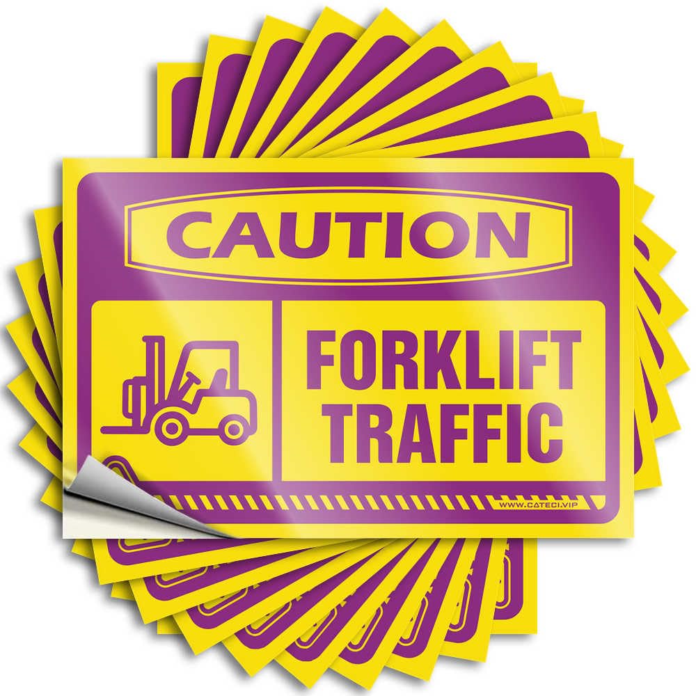 Decal Neutral Vinyl Decals, Home Entrance Decor Waterproof Hat Stickers for Water Bottle | Caution Forklift Traffic/no Pedestrian Traffic Perfect for Comfort Laptop Decor(8X12CM)