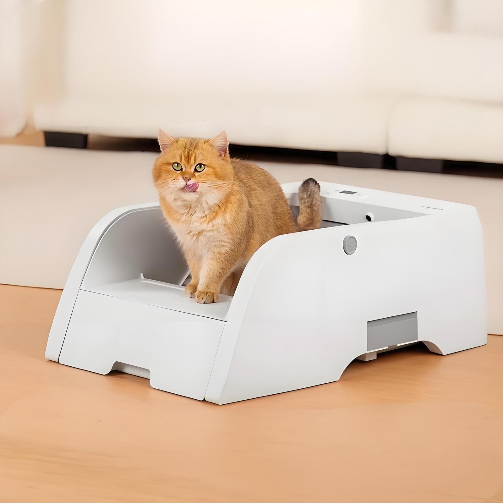 Lettiera per Gatti con Pulizia Automatica 5L Pulsante o Telecomando APP Sotto i 45 Decibel Lettiera Gatto con Sensore a Infrarossi e Protezione dalle Perdite 20 KG Massimo 73,8x25x45 cm
