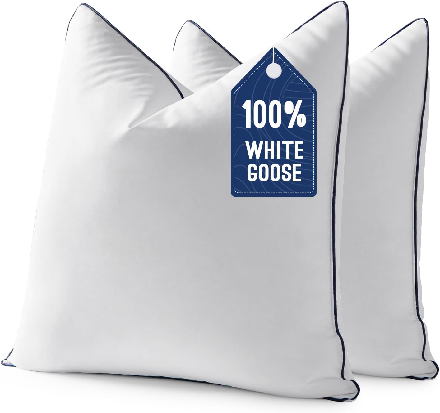 MIULEE Goose Feather Down 20x20 Pillow Insert Set of 2 with 100% Down-Proof Cotton Cover, Soft Fluffy Decorative Pillow for Sofa Bed Couch Living Room White 2 20x20 Inch