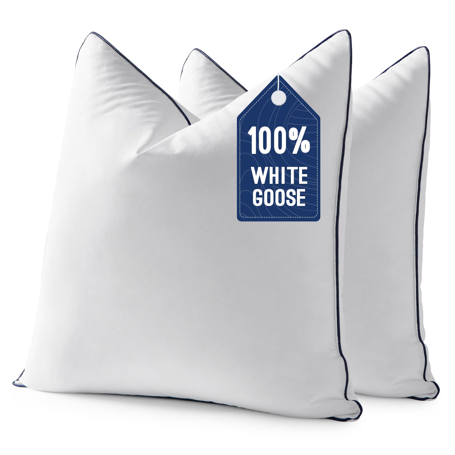 MIULEE Goose Feather Down 18x18 Pillow Insert Set of 2 with 100 Down-Proof Cotton Cover Soft Fluffy Decorative