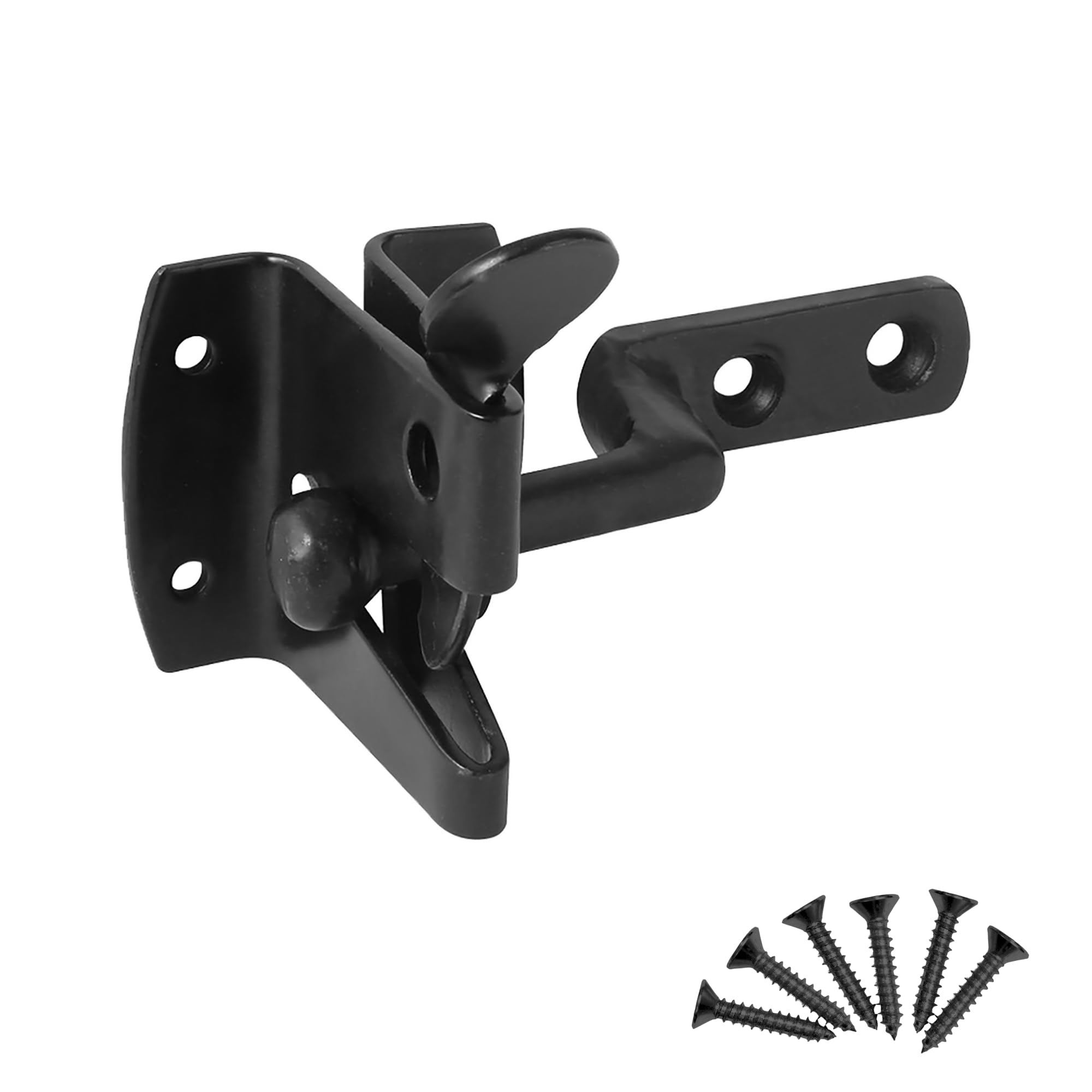 Keypak Auto Gate Latch/Catch, Self Closing Security Hardware Set with Weather Resistant Finish for Wooden Gates, Barn & Shed Doors - Black Powdered