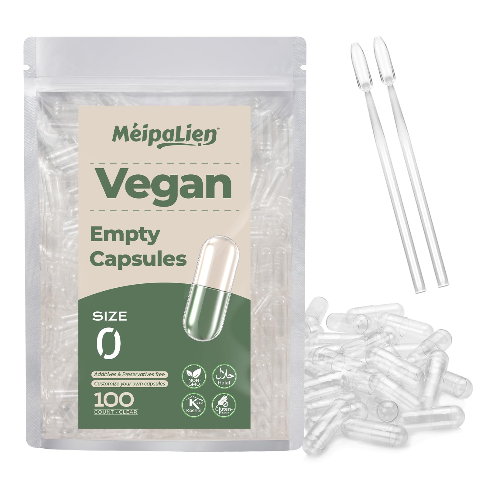 HPMC Empty Capsules Size 0-100 Clear Count Pill Capsules Empty - Plant-Based Cellulose Vegetarian Halal Non-GMO for DIY
