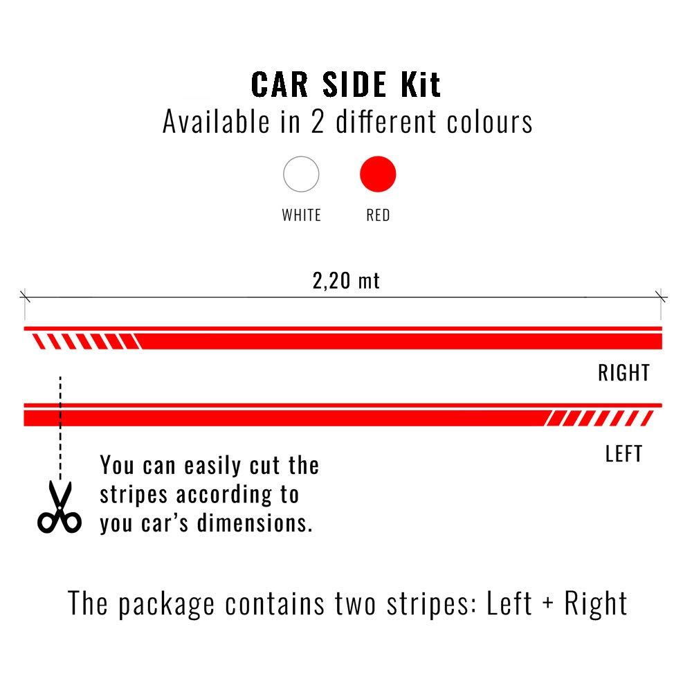 Stripes Strisce Adesive per Fiancate Alfa Giulietta (Rosso)