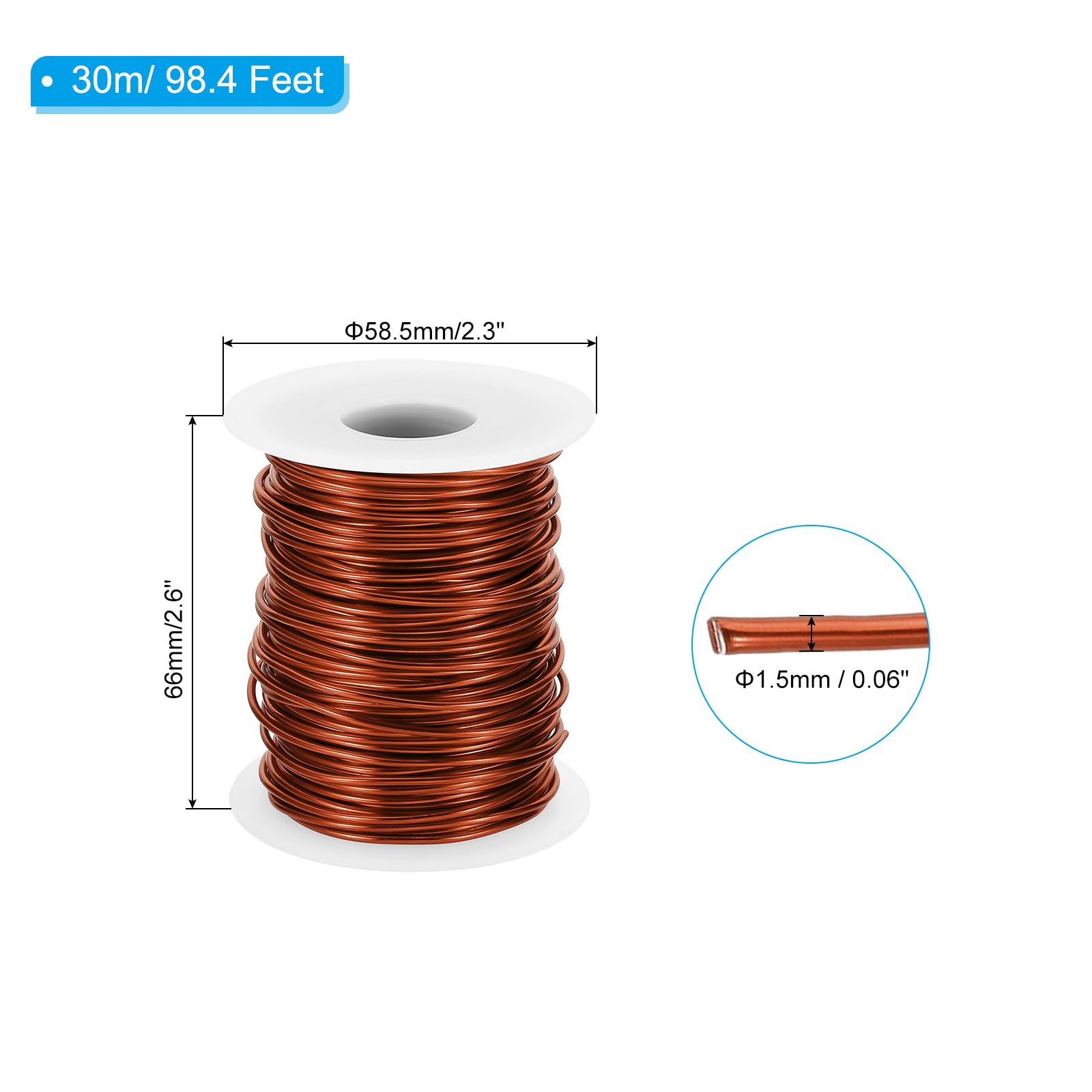 PATIKIL 15 Gauge 1.5mm Aluminum Craft Wire, 98.4Ft Metal Wire Armature Bendable Wire for Jewelry Making Metal Wrap DIY Bronze - Image 2