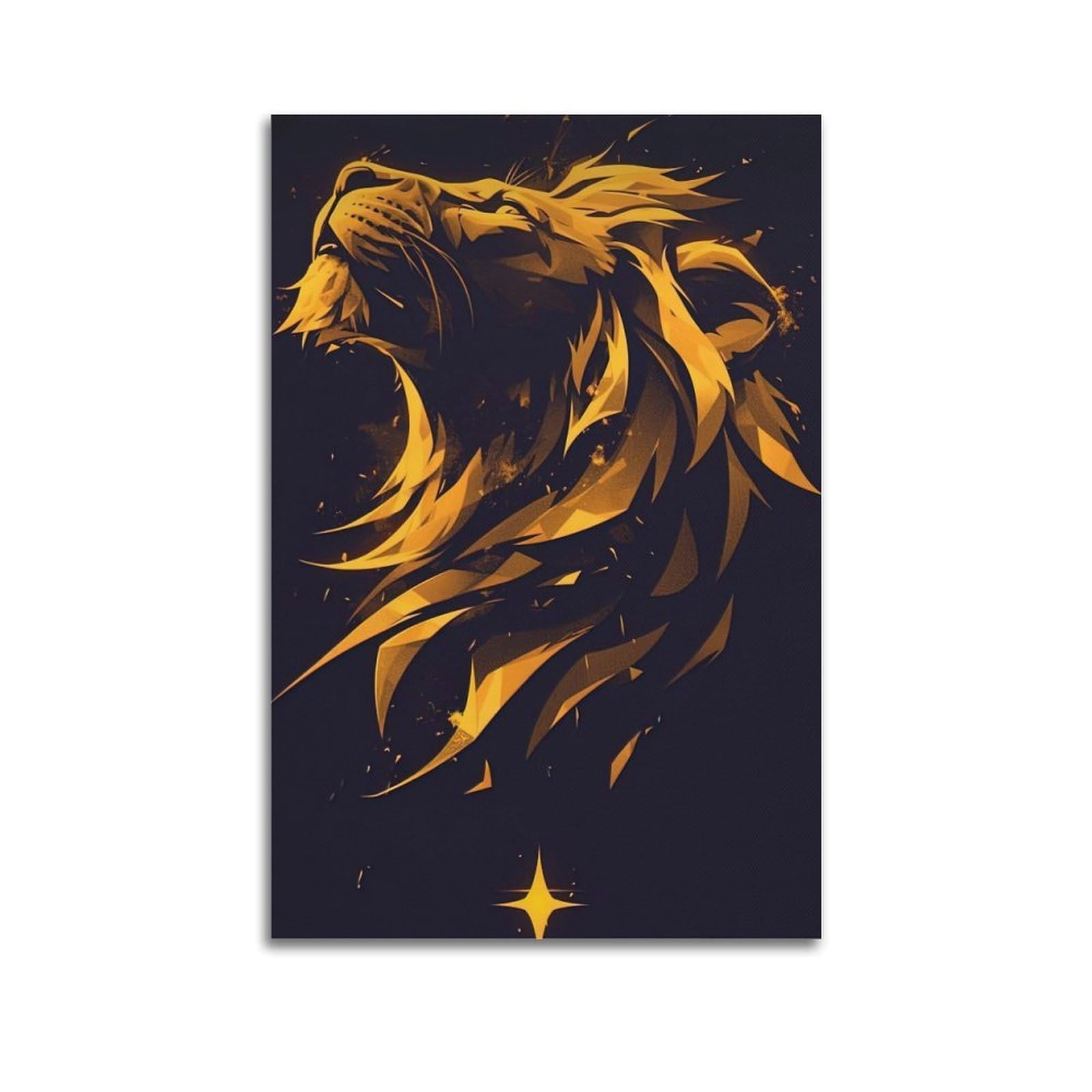 WPHSFX Animal Artwork Poster Lion in The Dark Poster Decorative Painting Canvas Wall Posters And Art Picture Print Modern Family Bedroom Decor Posters 20x30inch(50x75cm)