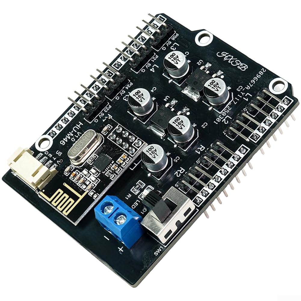 Scudo driver motore passo-passo a 8 canali per progetti di robotica Arduino con telecomando 2,4 G e supporto sensore di prevenzione degli ostacoli, compatto 68 x 53 mm (B)