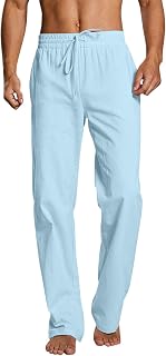Cotton Pants for Men Cropped Summer Pants Elasticated Waist Quick Dry Lounge Pants Workout Yoga Pants