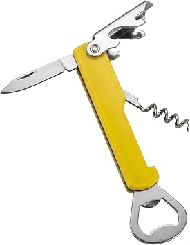 Çok Amaçlı 4’ü 1 Arada Pratik Açacak Seti - Tirbuşon, Konserve & Şişe Açacağı, Mini Bıçak - Paslanmaz Çelik