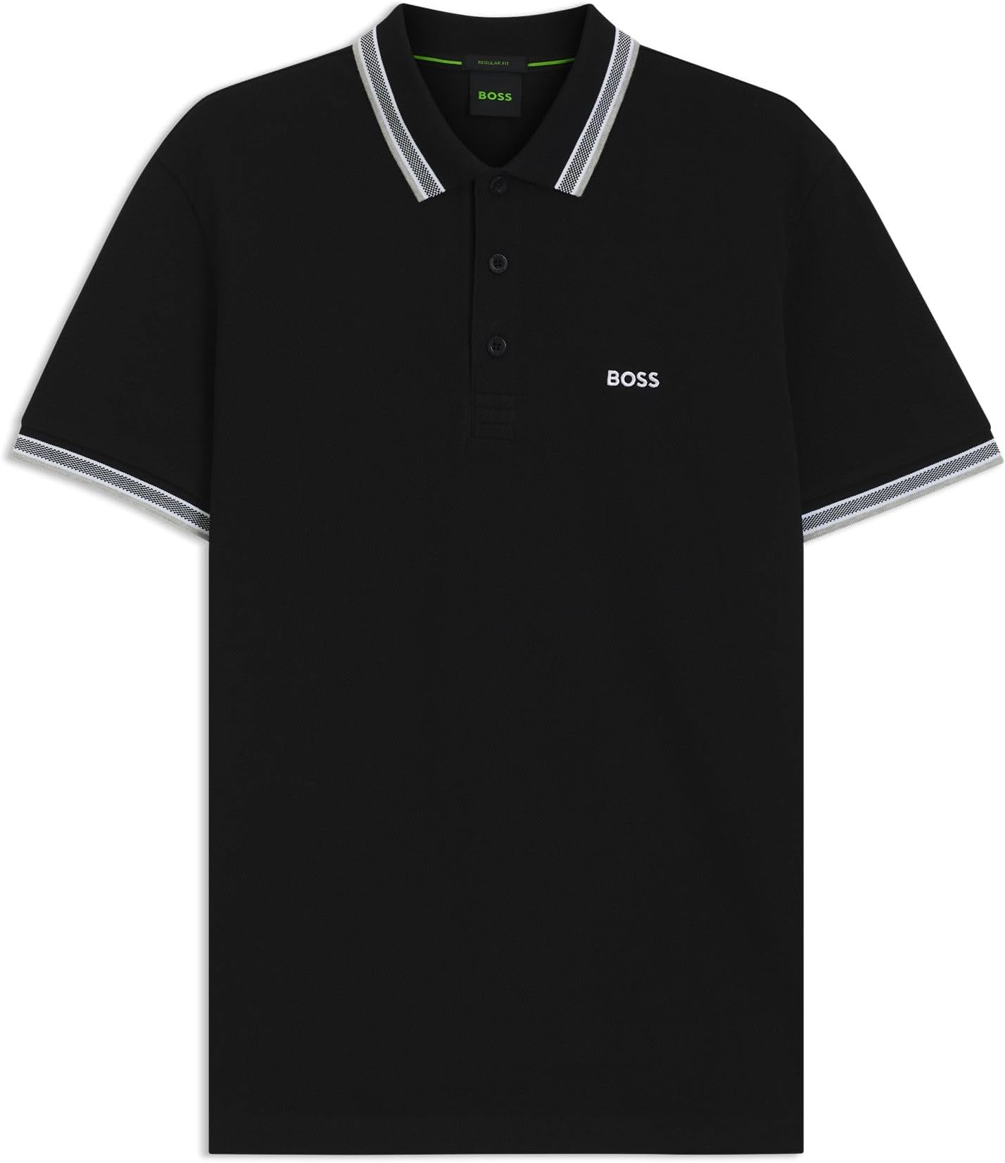 Mens Paddy Organic-Cotton Polo Shirt with Contrast Logo Details, Black, L