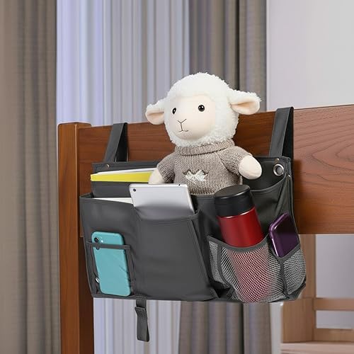 Miniatura 6 de Organizador de mesita de noche, organizador de litera duradero, bolsa de almacenamiento colgante con múltiples bolsillos para dormitorio