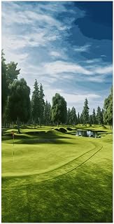 Golf Course LawnDoor Curtain Blackout Privacy Door Curtain Unique Doors Window Curtains Glass Thermal Insulated Tie Up Shade Window Covering Curtains 70 X 35.4 Inch