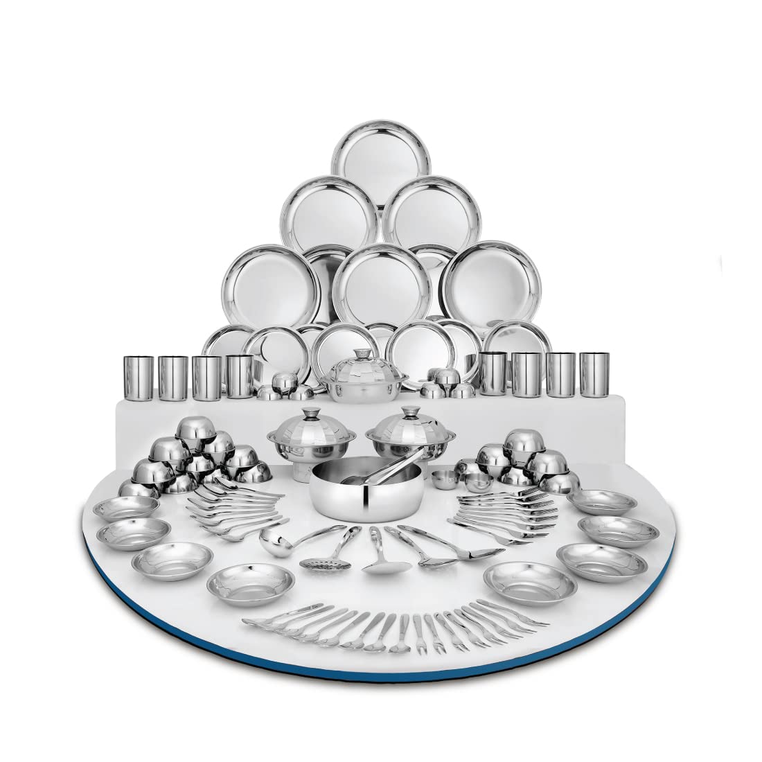 Shri & Sam Stainless Steel Delight Solid Dinner Set, 101 Pieces