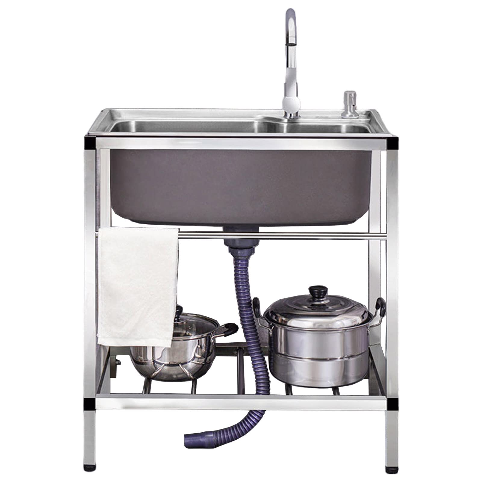 Bac de lavage avec robinet et grandes cuves sur pied pour garage