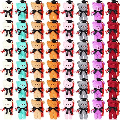Junkin 50 Pcs Plush Graduation Bears Class of 2023 Graduation Stuffed Animal Bear 4.7 Inch Preschool Graduation Gifts Mini Plush Animals Bulk for Kindergarten Elementary High School College Graduation