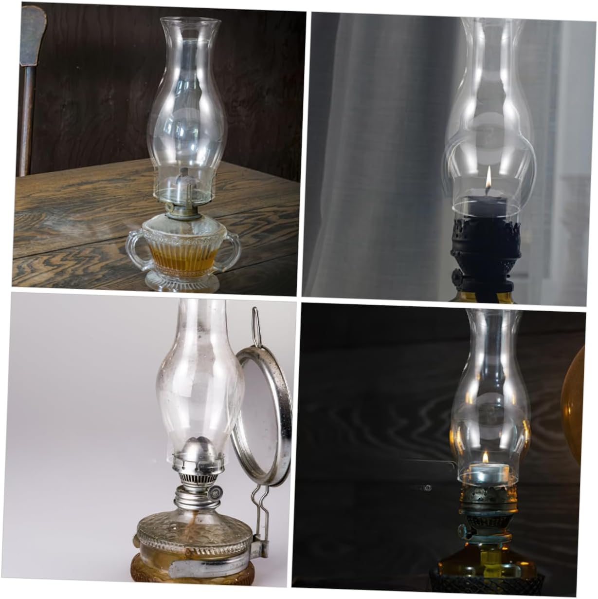 2pcs Antique Oil Lamp Glass Chimney Retro Clear Kerosene Light Cover Replacement for Vintage Lamps Optimal Light Transmission Classic Aesthetic Home Decor