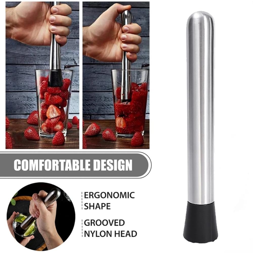 Pestello Per Cocktail In Acciaio Inox - Muddler Professionale Per Tritare Ghiaccio E Frutta - Foto 8