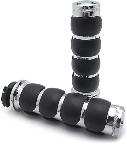 Miniatura 5 de HTTMT - Mango de manillar de goma cromado con tapa plana de 1 pulgada compatible con Spirit 750 600Harley Chopper Bobber Touring Sportster PN