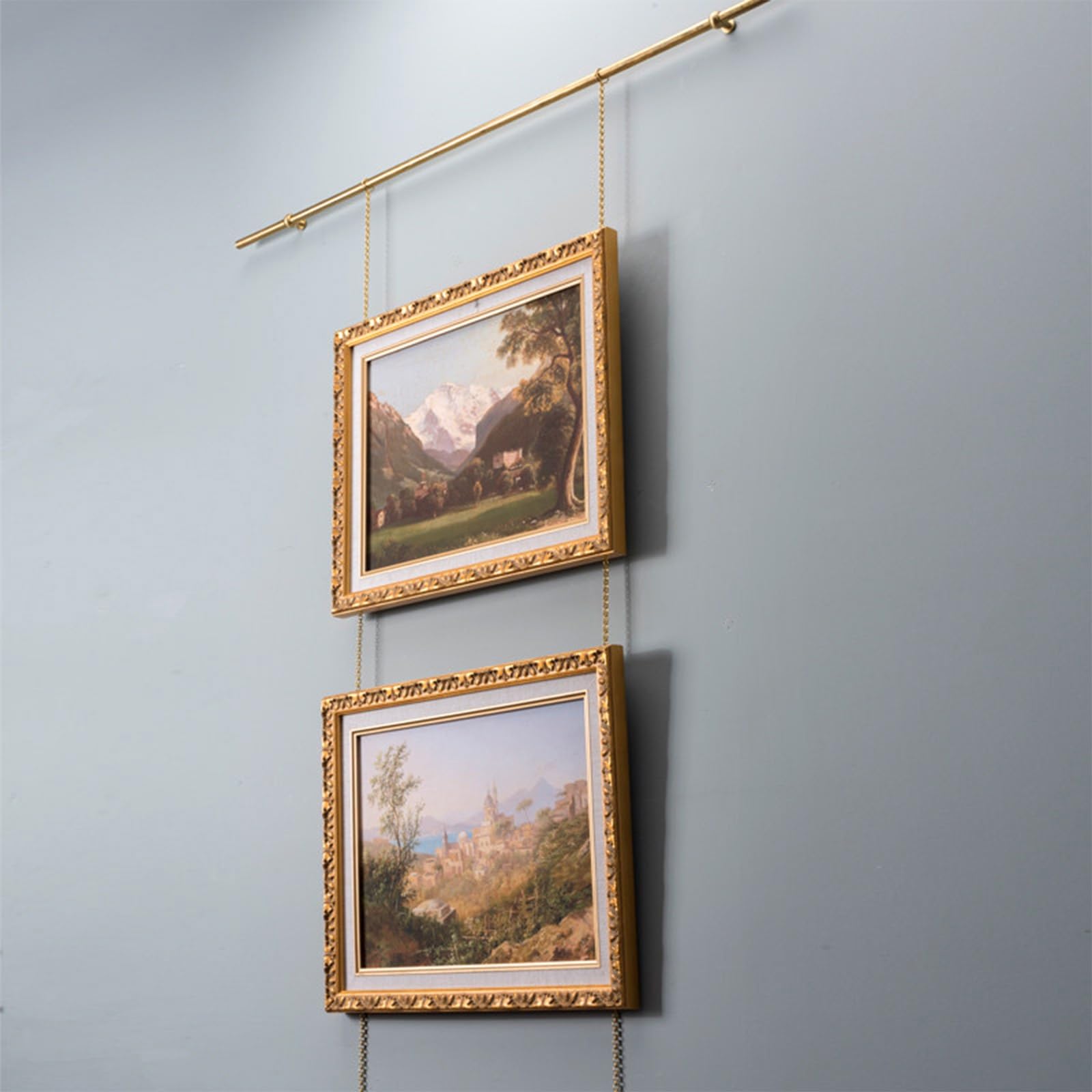 Bilderschienen Aufhängesystem aus Messing, Galerieschienen für Bilder, Geeignet für Galerien und Ausstellungshallen, Höhenverstellbar(1.1m/43in)