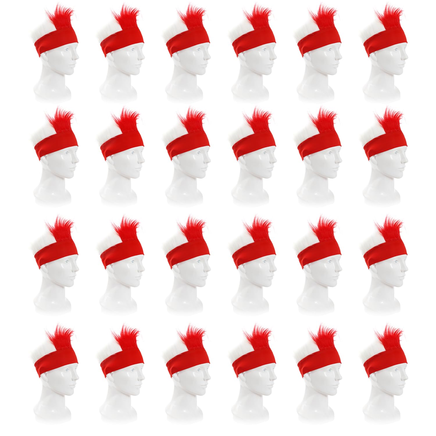 I LOVE FANCY DRESS Red & White English Headband - Pack of 24 - Red Headband With Red and White Hair - Perfect for English Celebrations