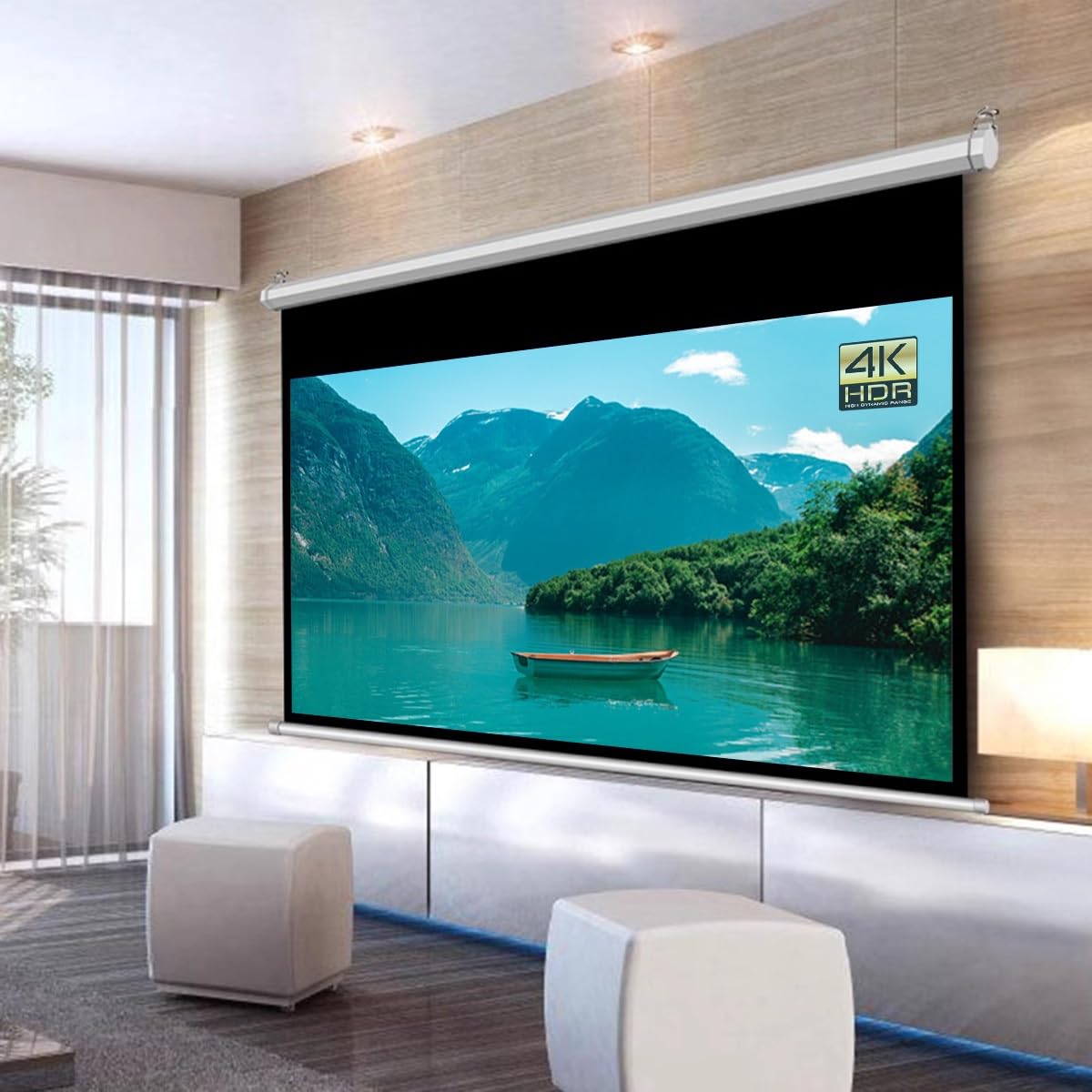Schermo motorizzato del proiettore, 72 pollici 16:9 schermo elettrico con telecomando per Home Theater Ufficio