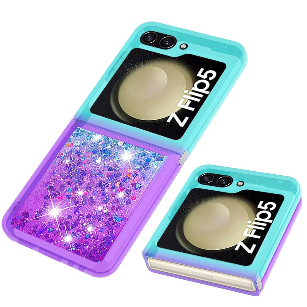 para Samsung ZFlip 5 4 3 5G Funda Glitter Quicksand para Samsung Galaxy Z Flip 5 Flip4 flip3 Funda con Bling de corazón de Amor Degradado, Z12, para Z Flip 3